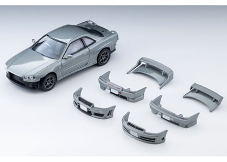 トミーテック 1/64 TLV-N353a 日産 スカイライン 2ドアスポーツクーペ 25GT TURBO オプションパーツ付（銀）2000年式