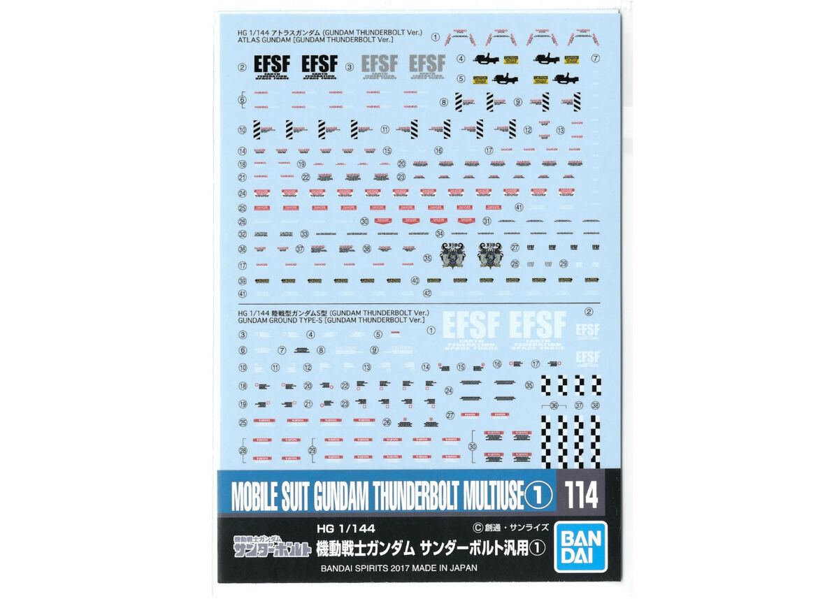 hgサンダーボルト 水転写デカール 5点セット バンダイ ガンダム
