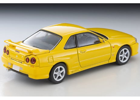 トミーテック 1/64 TLV-N365a 日産 スカイライン 2ドア スポーツクーペ 25GT TURBO オプションパーツ付（黄）98年式