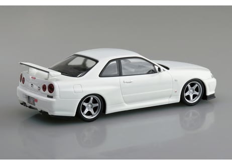 アオシマ 1/32 楽プラ スナップキット No.12CU-WP ニッサン R34スカイラインGT-R カスタムホイール(ホワイトパール)