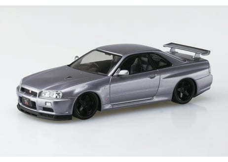 アオシマ 1/32 楽プラ スナップキット No.12CU-AS ニッサン R34スカイラインGT-R カスタムホイール(アスリートシルバー)