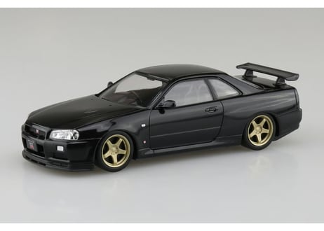 アオシマ 1/32 楽プラ スナップキット No.12CU-BP ニッサン R34スカイラインGT-R カスタムホイール(ブラックパール)
