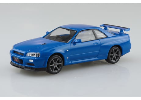 アオシマ 1/32 楽プラ スナップキット No.12-BB ニッサン R34 スカイライン GT-R(ベイサイドブルー)