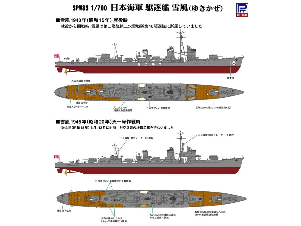 ピットロード 1/700 日本海軍 駆逐艦 雪風（SPW83） | ウエサカ
