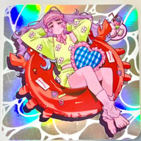ばったんホログラムステッカー　カニのうきわ