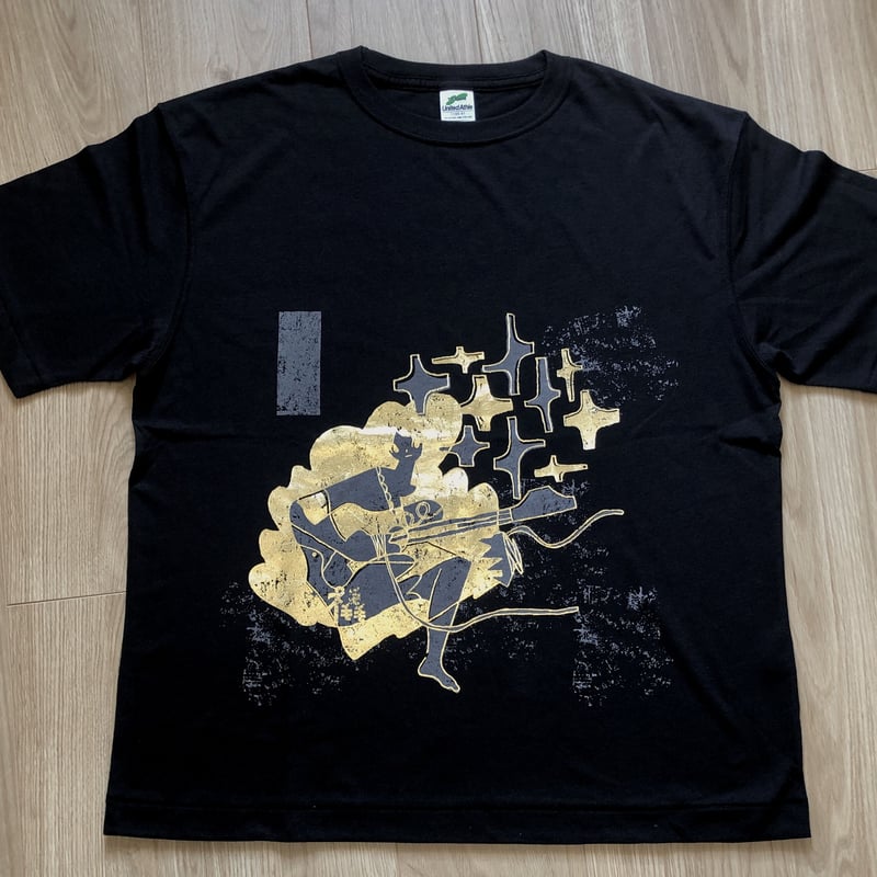 橇T shirt 黒台×金箔プリント×グレー | 原田茶飯事WEB SHOP