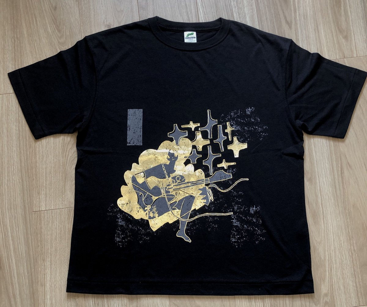 橇T shirt 黒台×金箔プリント×グレー | 原田茶飯事WEB SHOP