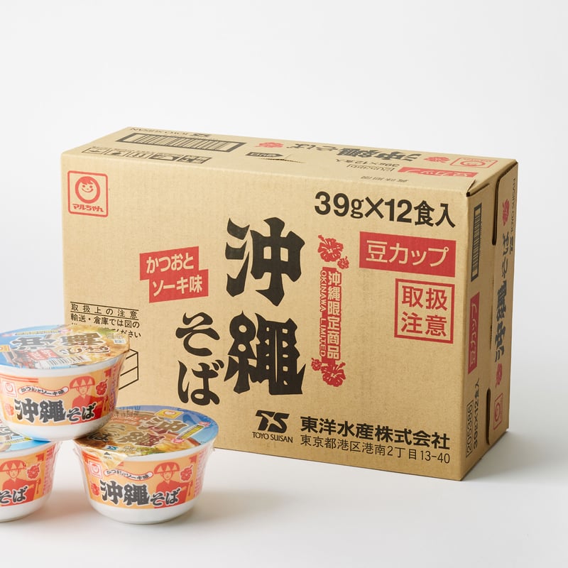 常温商品）マルちゃん 沖縄そばまめカップ 1ケース(39g×12個