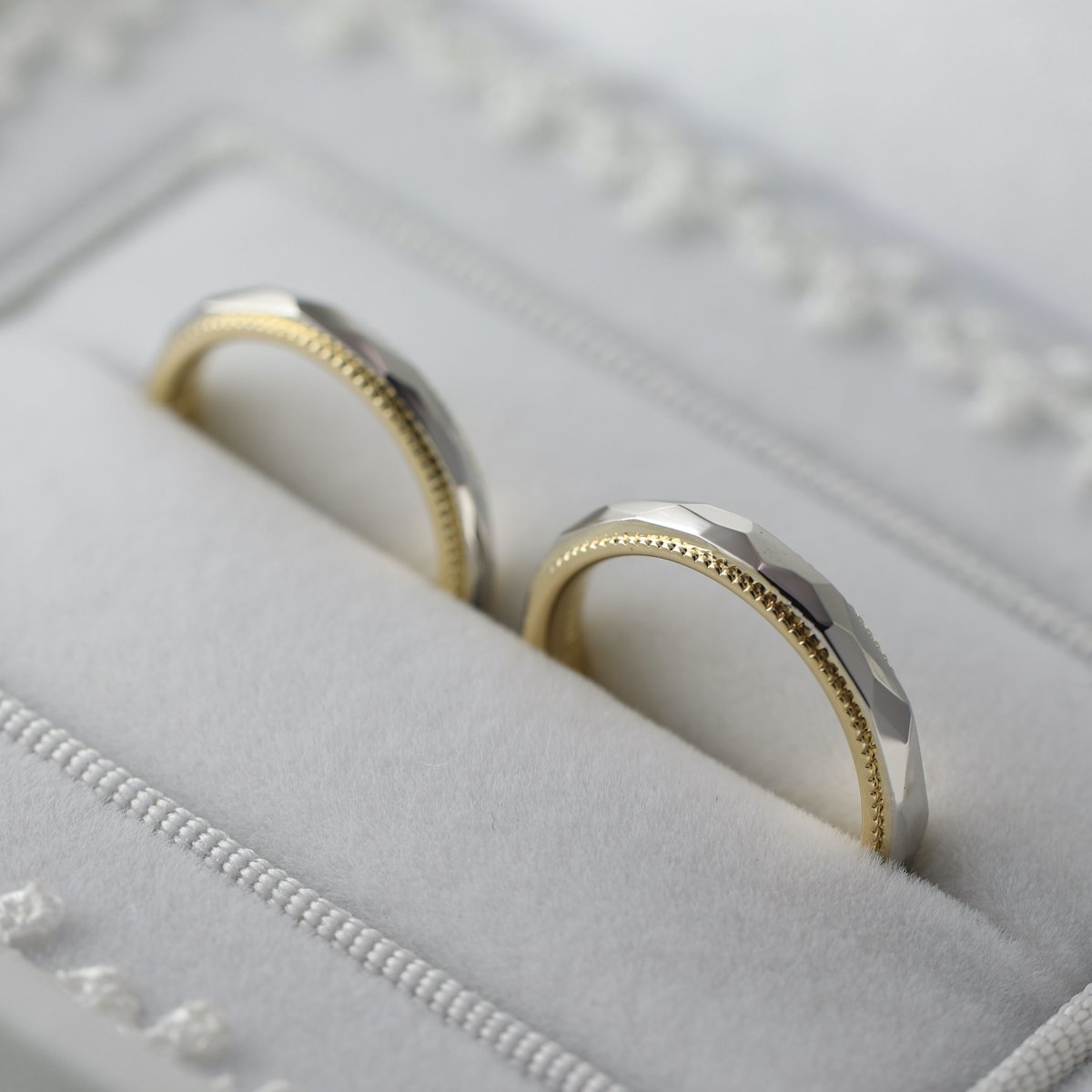 KY001【結婚指輪】コンビカッティングテクスチャーリング（プラチナ900