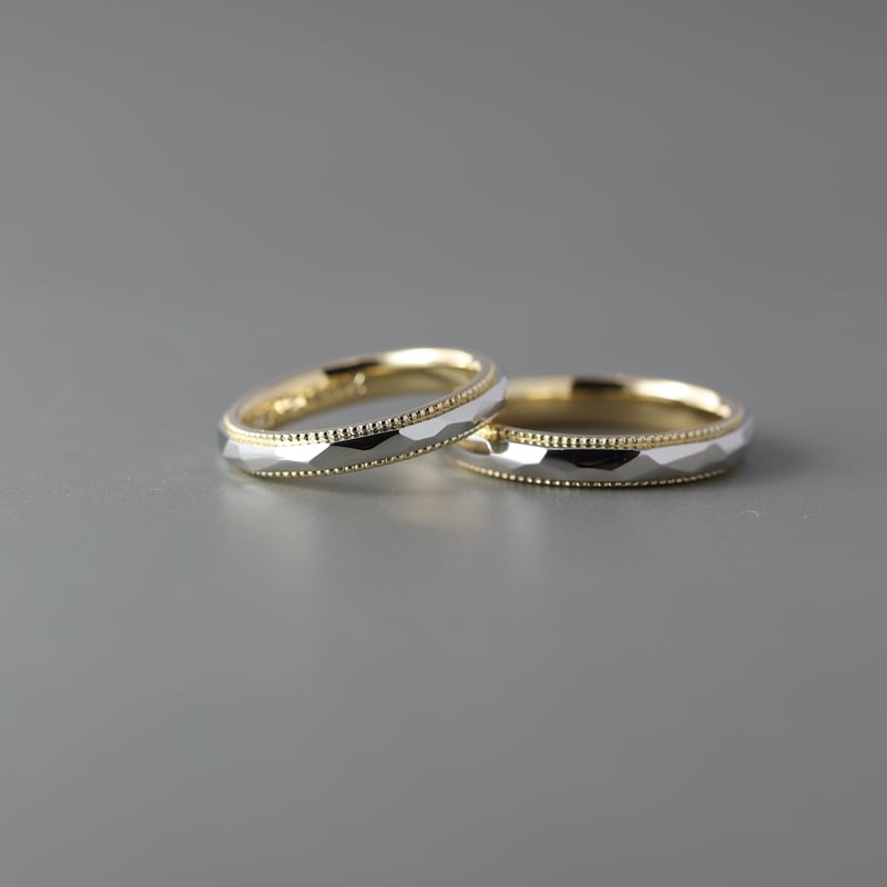 KY001【結婚指輪】コンビカッティングテクスチャーリング（プラチナ900