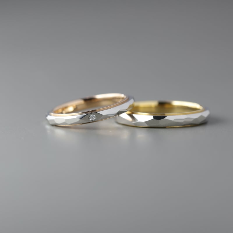 KY001【結婚指輪】コンビカッティングテクスチャーリング（プラチナ900