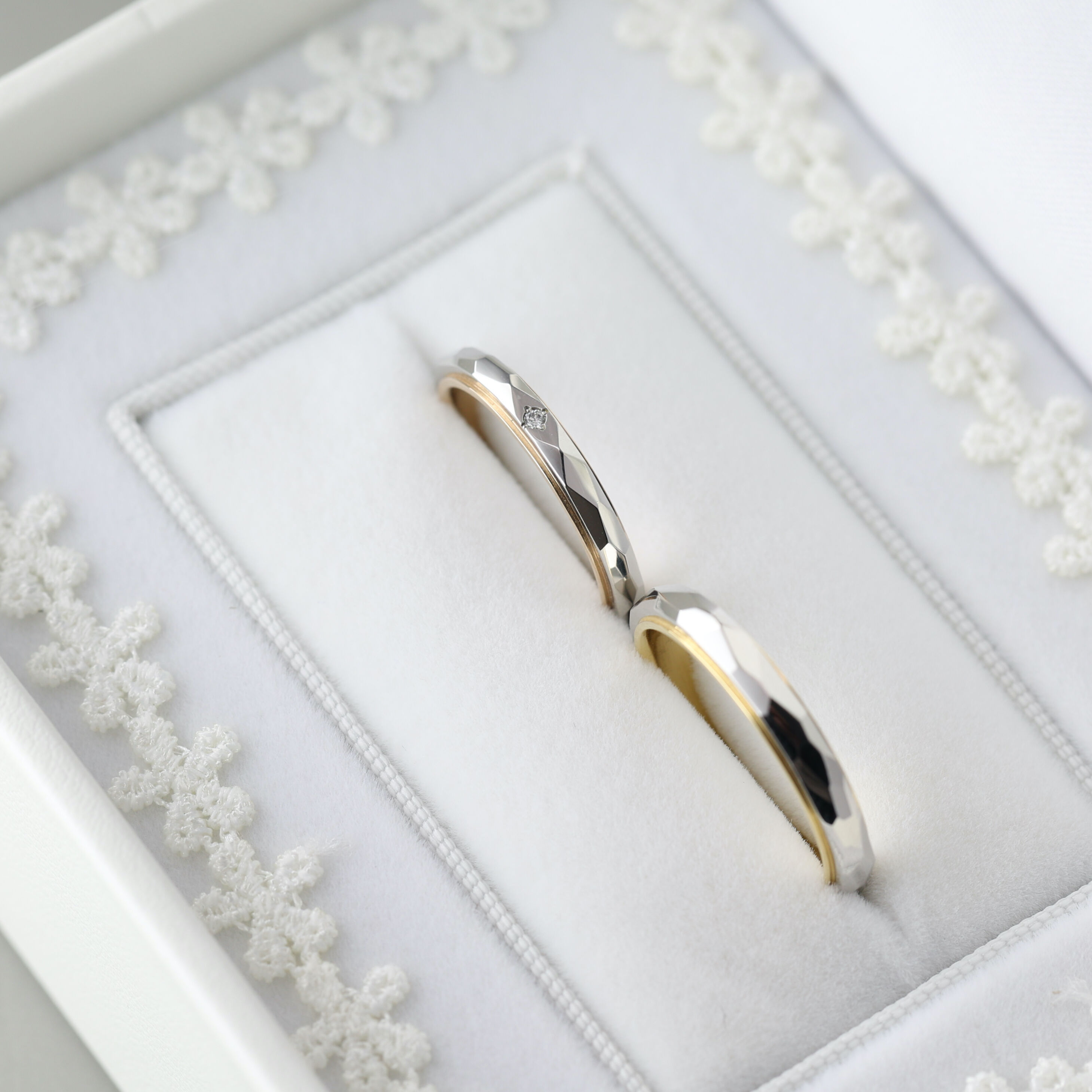KY001【結婚指輪】コンビカッティングテクスチャーリング（プラチナ900