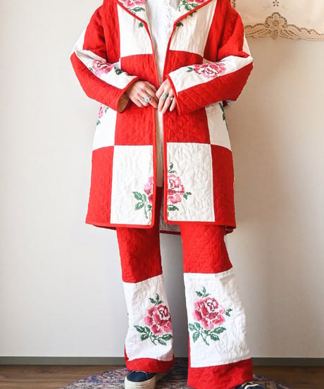 【tiny yearn】Vintage patchwork quilted coat