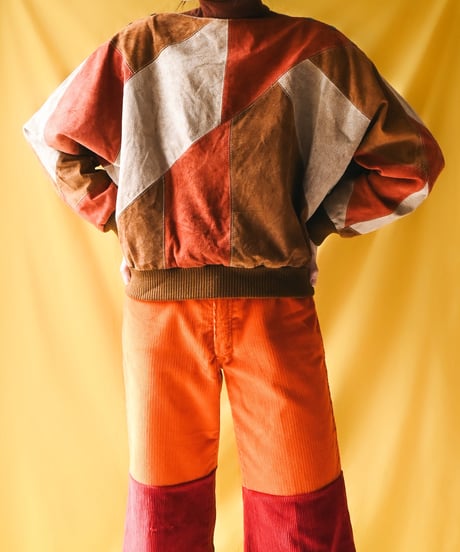 【tiny yearn】1970's Vintage Patchwork Suede Tops