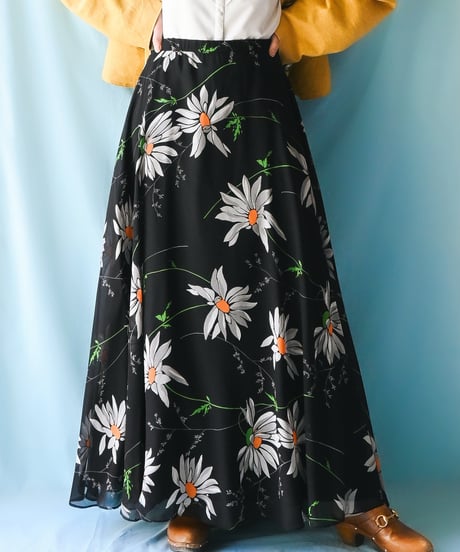 【tiny yearn】1970's Euro Floral Sheer Maxi Skirt