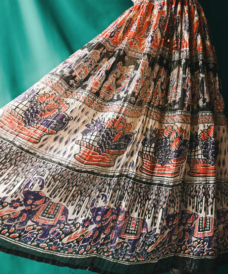 【Seek an nur】Dead Stock Indian Cotton Metallic Skirt