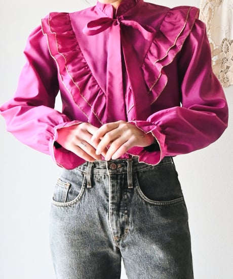 【Seek an nur】Euro Frill Bowtie Blouse