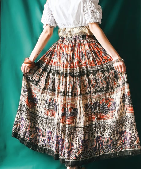 【Seek an nur】Dead Stock Indian Cotton Metallic Skirt