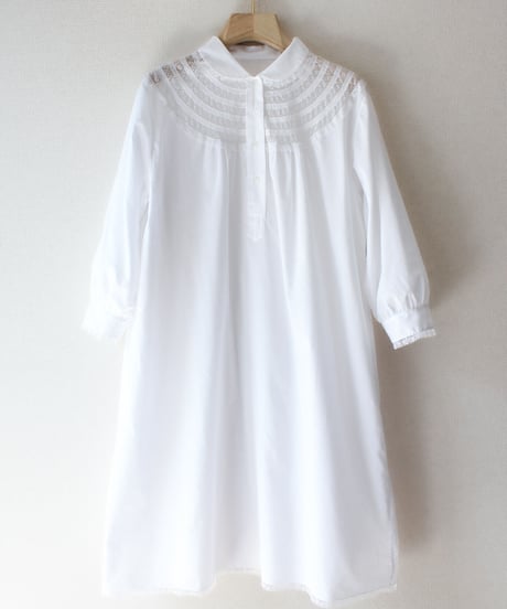 【Seek an nur】Euro Round Lace Night Shirt Dress
