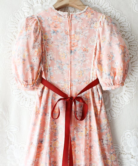 【Seek an nur】1970's Floral Puff Sleeve Maxi Dress