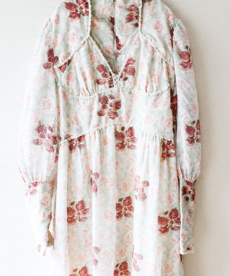 【Seek an nur】1970's Flower Sheer Maxi Dress