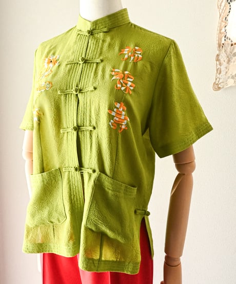 【curoam】Embroidered china blouse