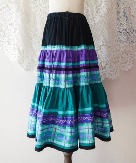【tiny yearn】Multi Color Tiered Flare Skirt