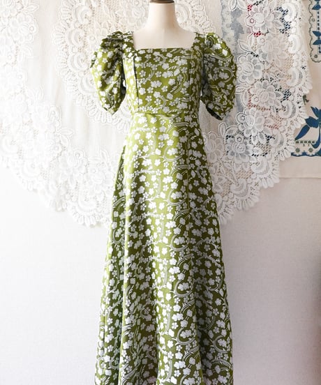 【tiny yearn】Floral Jacquard Puff Maxi Dress
