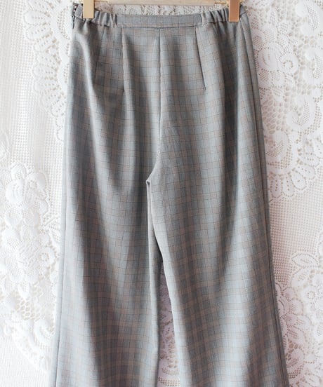 【Seek an nur】USA Glen Check Flare Slacks Pants