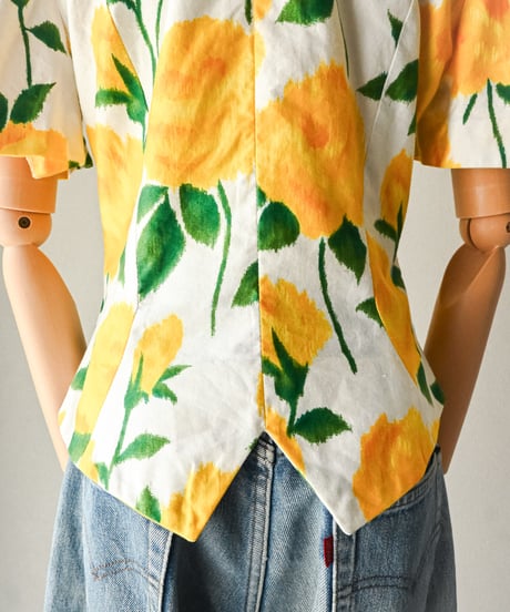 【curoam】French floral art blouse