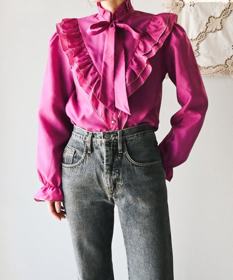 【Seek an nur】Euro Frill Bowtie Blouse
