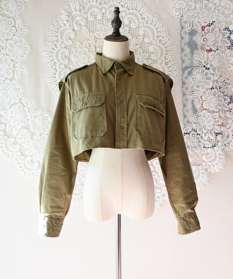 【Seek an nur】Greece Military Cropped Shirt/Khaki