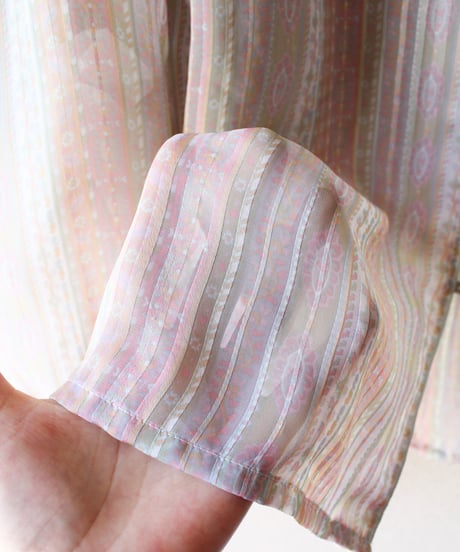 【tiny yearn】Frill Design Mulch Stripe Sheer Blouse