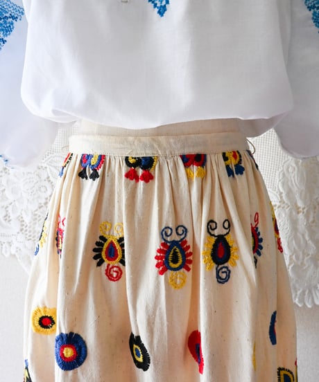 【tiny yearn】1970's Embroidered Ethnic Maxi Skirt