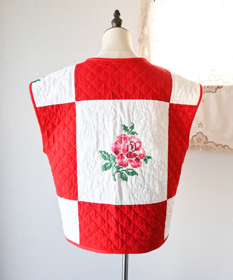 【tiny yearn】Vintage patchwork quilted vest