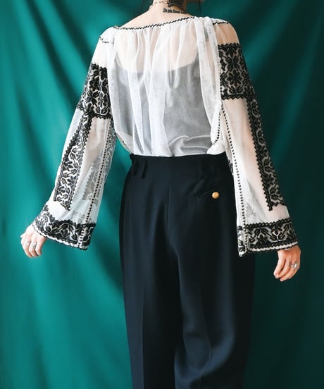 【Seek an nur】Romanian Vintage Beaded Tulle Blouse