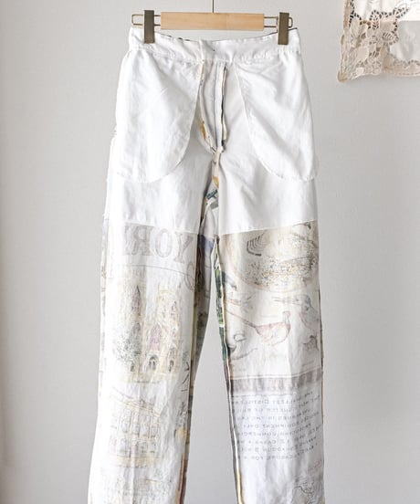 【curoam】Vintage tea towel patchwork pants