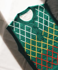 【tiny yearn】Vintage Euro Retro Check Knit Vest