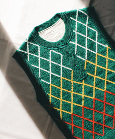 【tiny yearn】Vintage Euro Retro Check Knit Vest