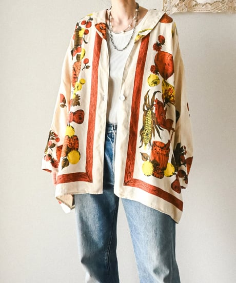 【curoam】Vintage fabric linen over jacket