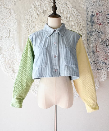 【tiny yearn】Multi Color Corduroy Cropped Shirt/Remake