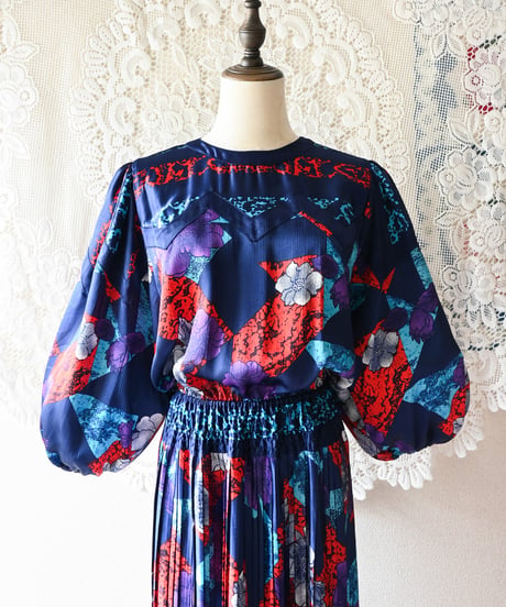 【tiny yearn】Diane Freis Pleated Maxi Dress