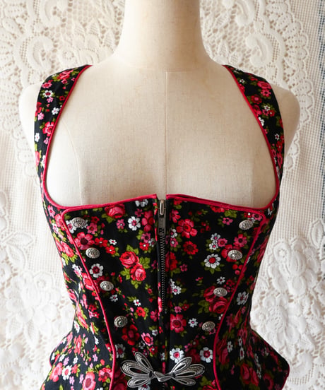 【tiny yearn】Tyrolean Floral Dirndl Bodices Vest