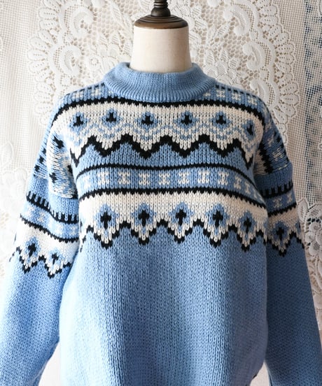 【Seek an nur】Norway Over Knit Sweater