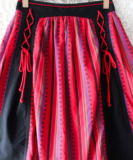 【tiny yearn】Euro Mulch Stripe Flare Trachten Skirt