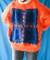 【tiny yearn】Crochet Mohair Knit Over Sweater