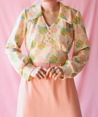 【tiny yearn】1970's Floral Geometric Maxi Dress