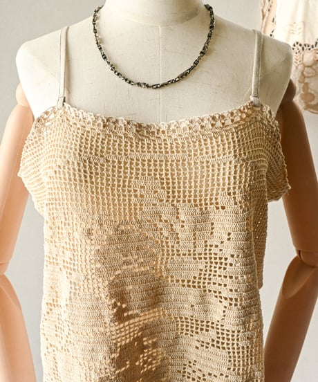 【Seek an nur】Vintage crochet patchwork cami
