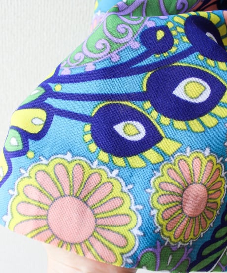 【tiny yearn】1970's Floral Psychedelic Maxi Dress