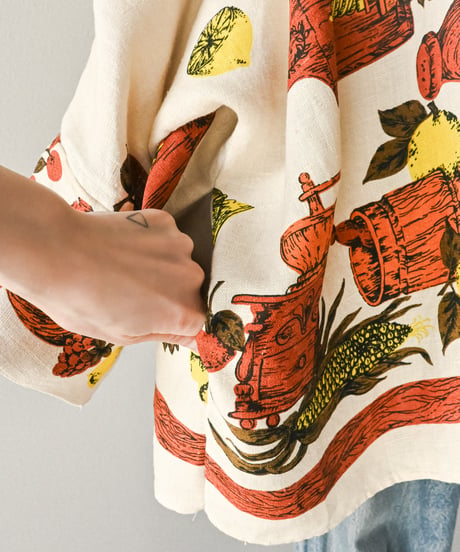 【curoam】Vintage fabric linen over jacket